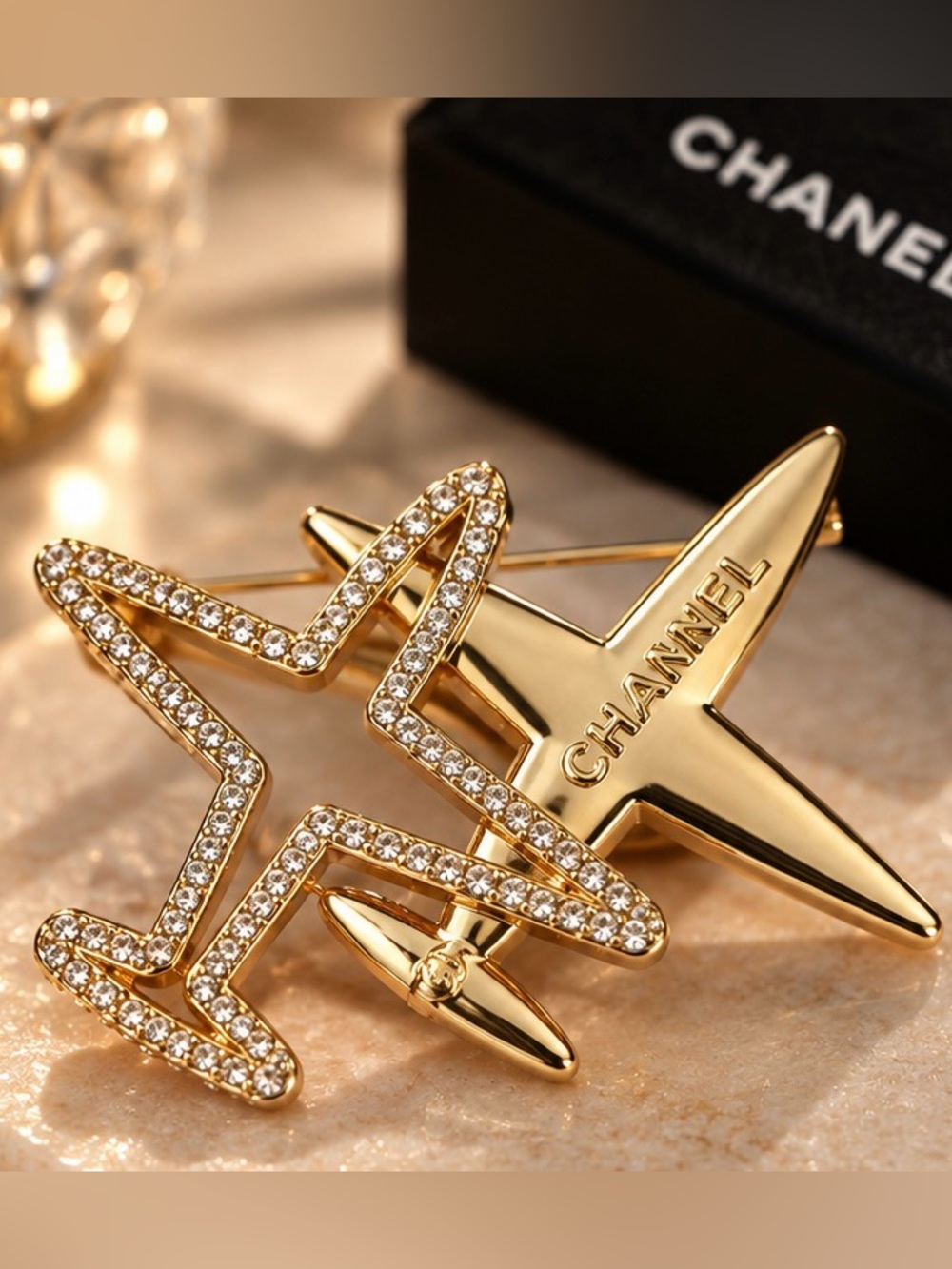 Gold Tone Airplane Brooch Crystal Plane Statement Travel Lapel Pin